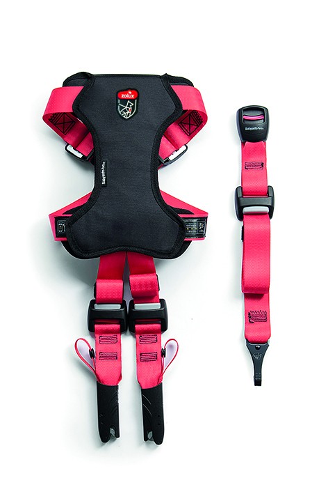 Czerwone szelki samochodowe Travel Safe dla psa z mocowaniem Isofix