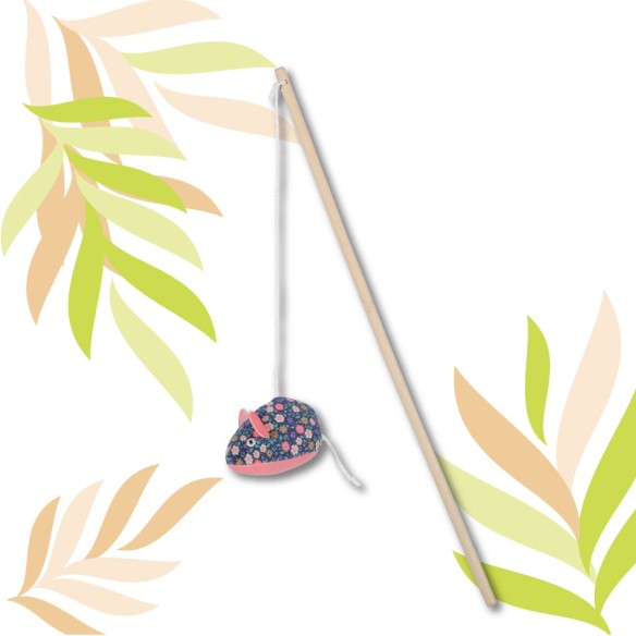 Wędka ETHI'CAT mysz wzór w kwiaty